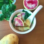 Kelp soup with watermelon radish