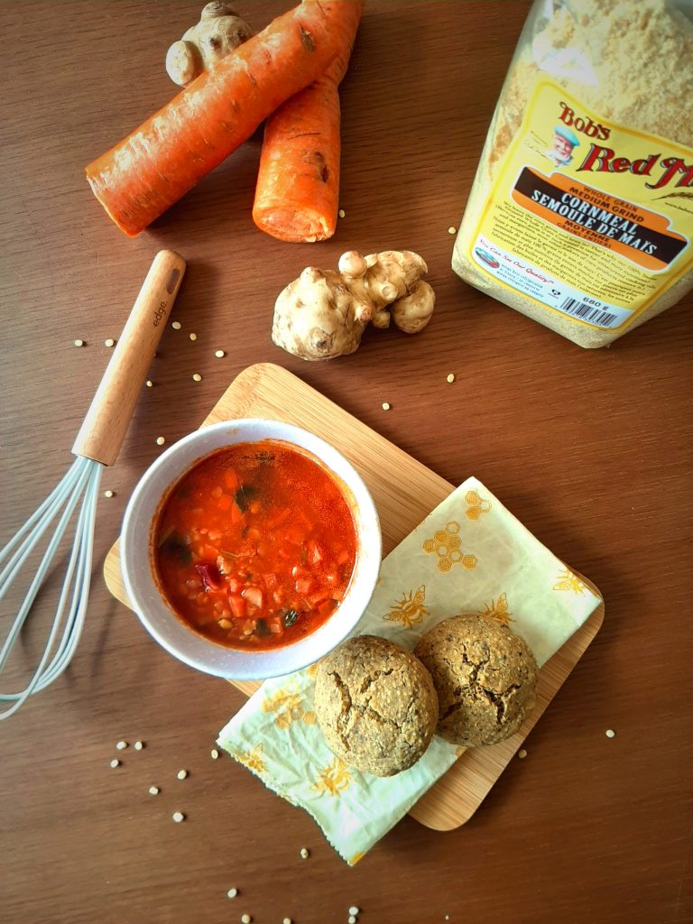 Mung Bean chili with carrots and jerusalem artichoke