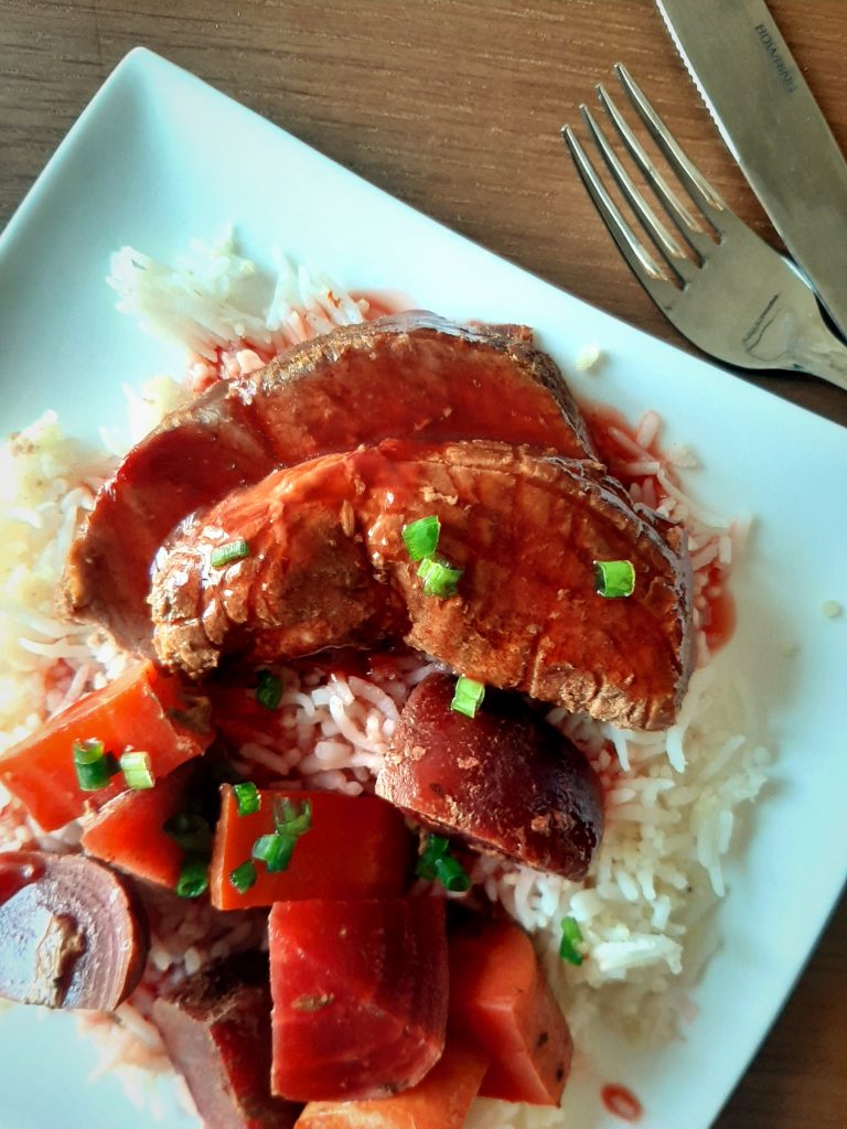 Roast beef on Rice