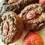Strawberry Banana Bread muffin closeup