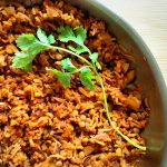 Tomato curry rice closeup