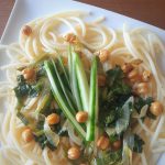 chickpea and leek Vegan green pasta