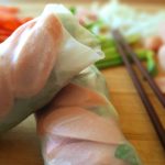 Hot Dog Fresh Roll close up with chopsticks on the side