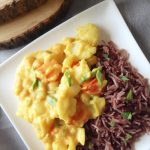 Portuguese sauce chickpea on purple rice