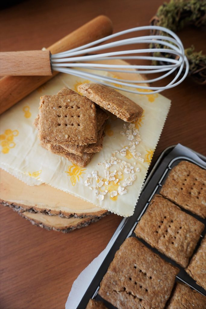 Original Gluten free graham cracker stacked with whisk