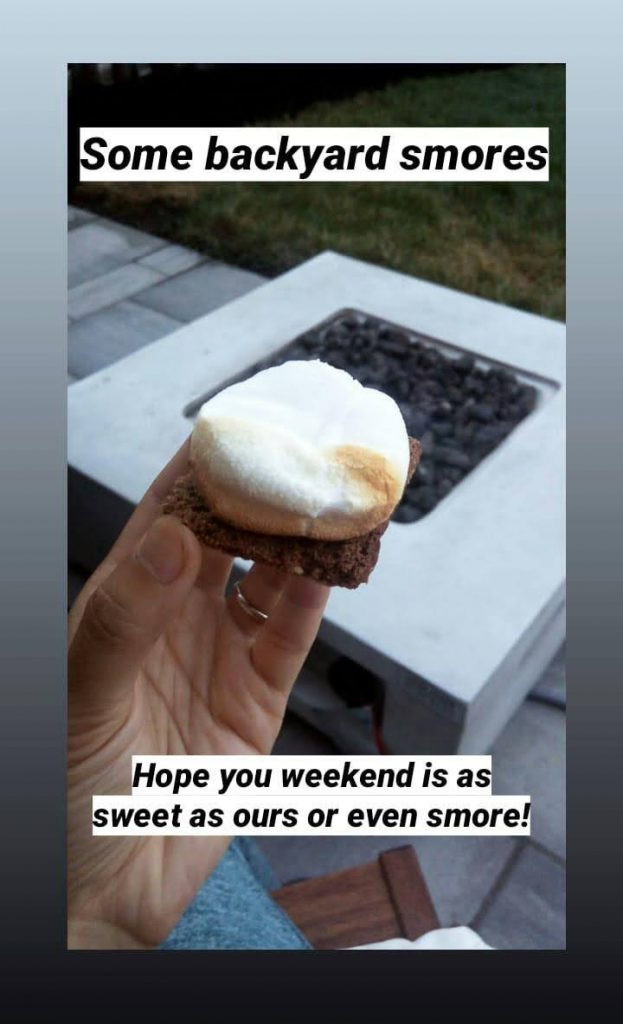 Instgram story smore with fire pit in background