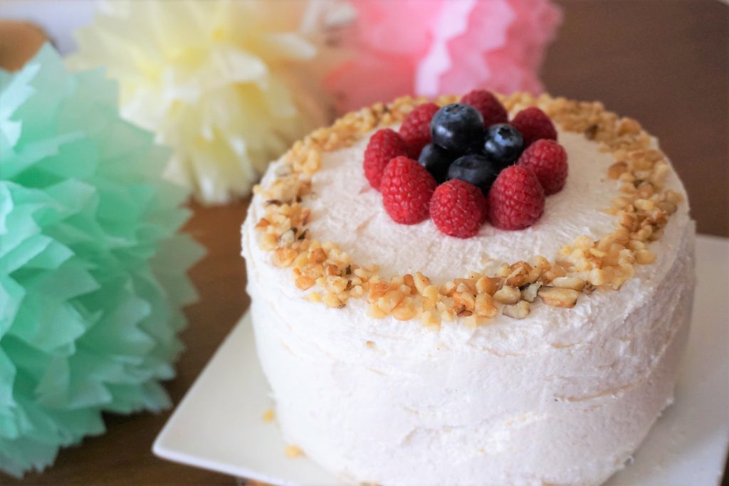 Gender reveal cake decoration closeup