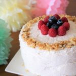 Gender reveal cake decoration closeup