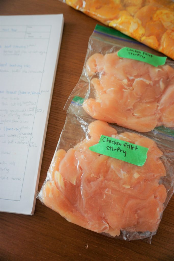 Chicken breast meat prep into fillet stirfry