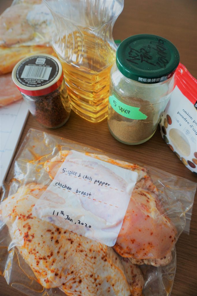 sliced chicken breast with five spice marinade