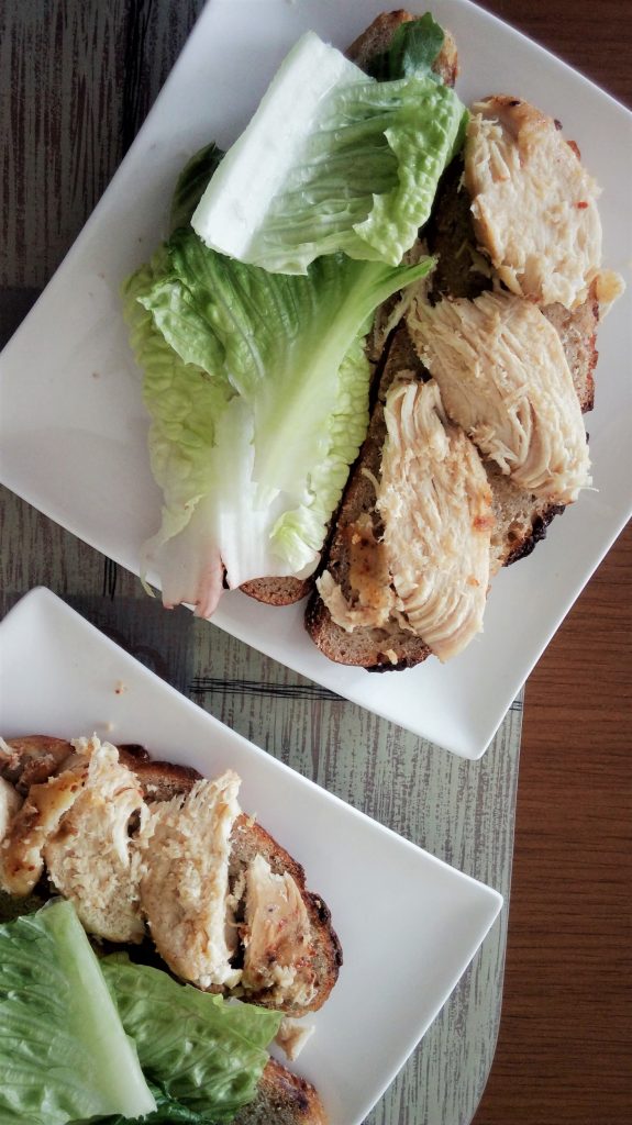 Five spiced chicken breast on sourdough sandwich