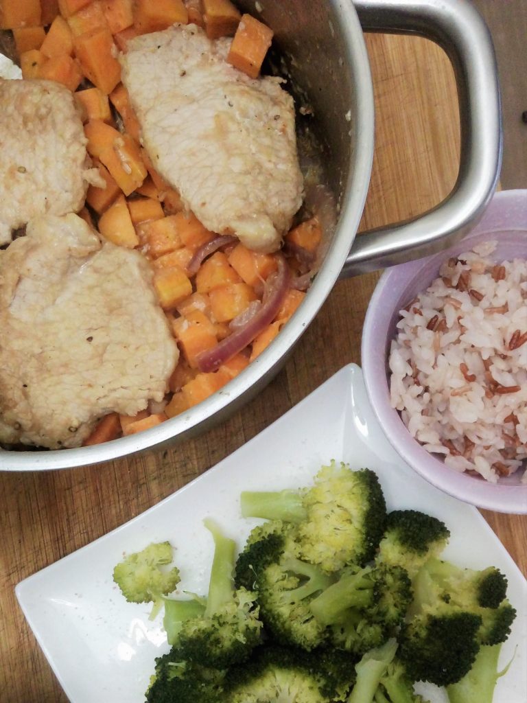 Pork chop cutlets with sweet potatoes