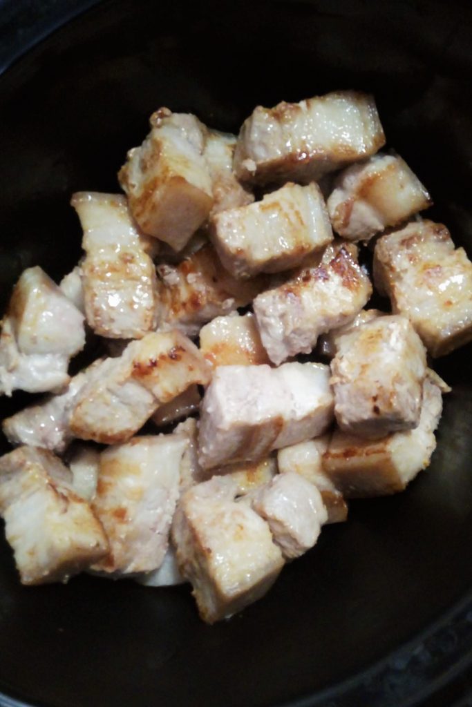 Pork belly in slow cooker for red braised recipe