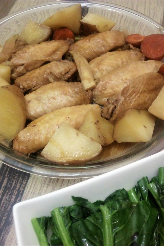 Slow cooked chicken wings with root veggies