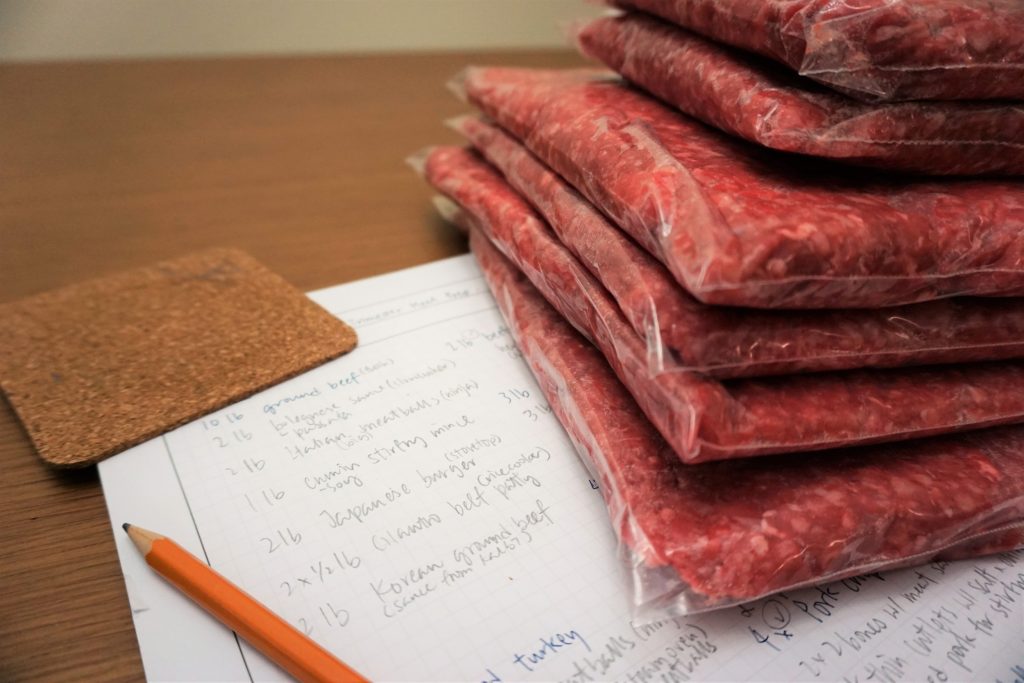 Bulk ground beef meat prep with ziplocs
