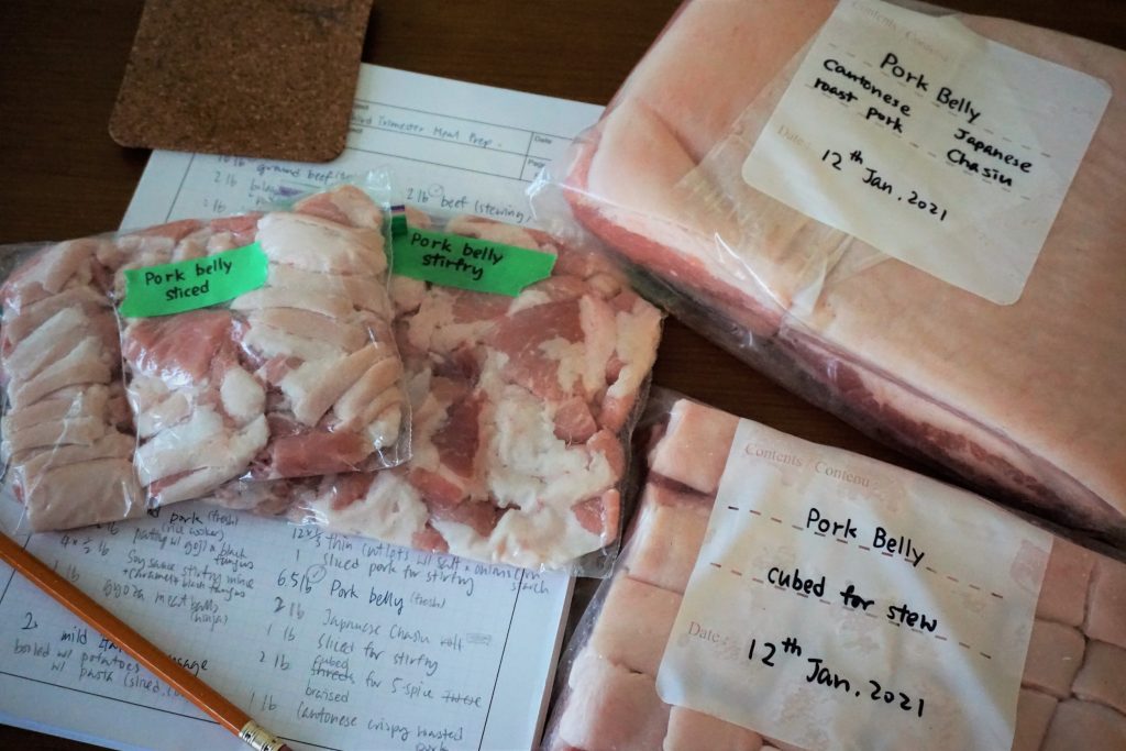 Pork belly meat prep