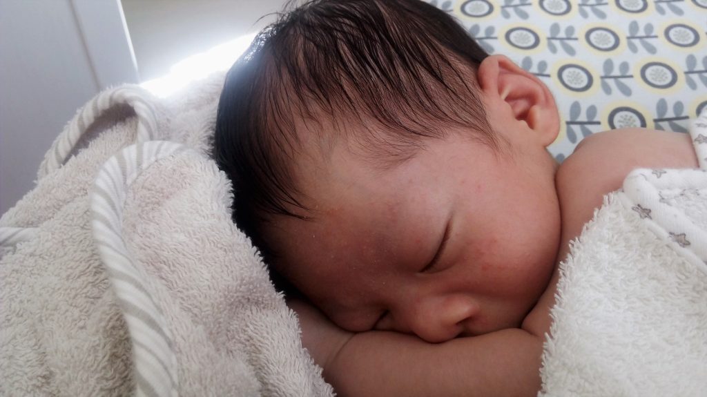 Sleeping Giddy few weeks after birth
