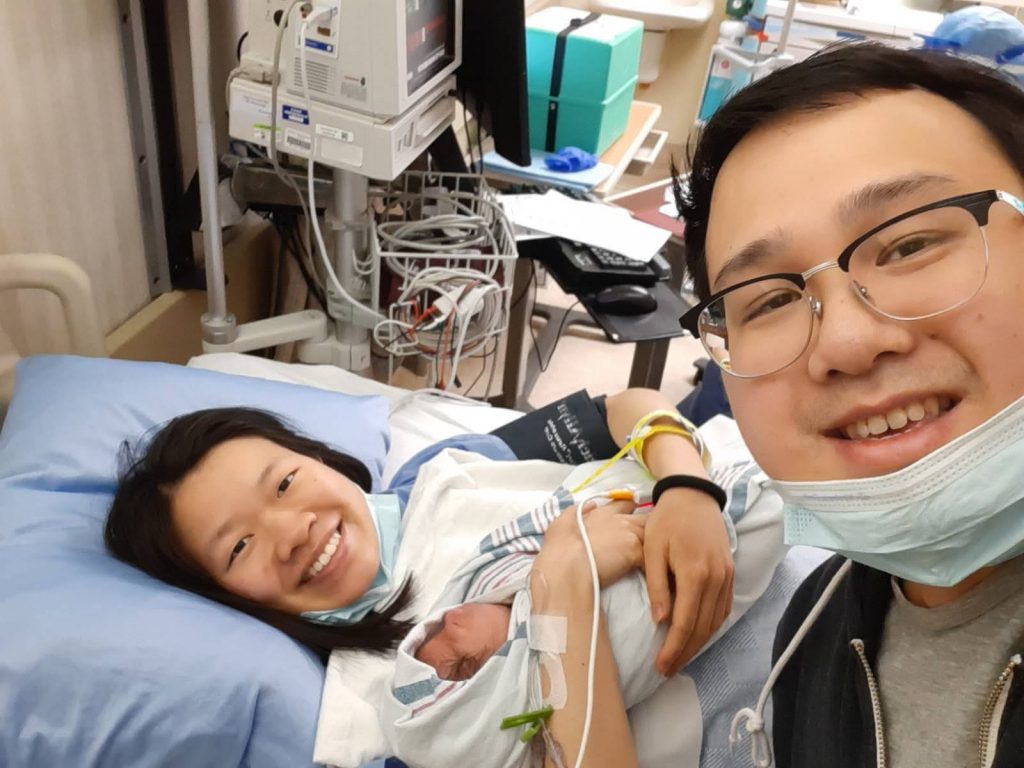 selfie with hubby after caesarean birth