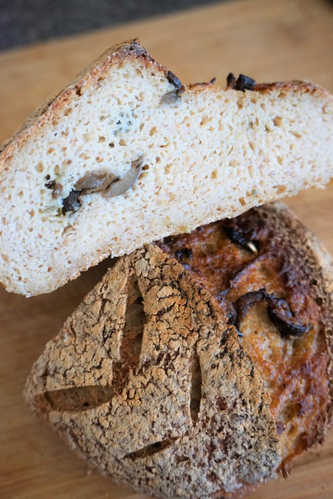 Crossection of an olive sourdough